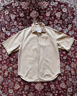 Jil Sander+ Canvas Shirt Size XL Oversized Beige Spell Out Back Logo