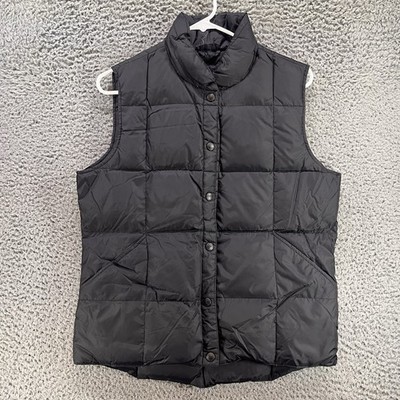 Lands End Vest Womens Small 4-6 Black Puffer Goose Down Filled Layering Packable