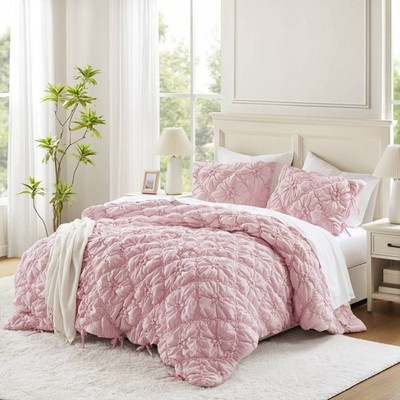 3 PCS Full/Queen Floral Comforter Set With 1 Soft Comforter & 2 Pillowcase US