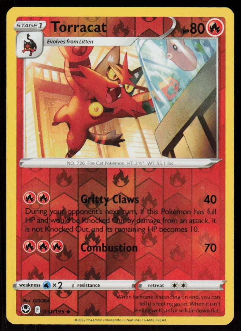 Torracat 031/195 Uncommon Silver Tempest Pokemon Reverse Holo Lightly Played