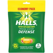 HALLS Defense Assorted Citrus Vitamin C Drops, Economy 80 Count (Pack of 1) 