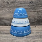 Pyrex Snowflake Blue Garland Mixing Nesting Bowl 401-402-403 Set of 3