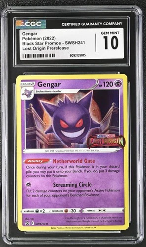 CGC 10 Gem Mint Gengar Swsh241 Lost Origin Prerelease Pokemon Black Star Promos