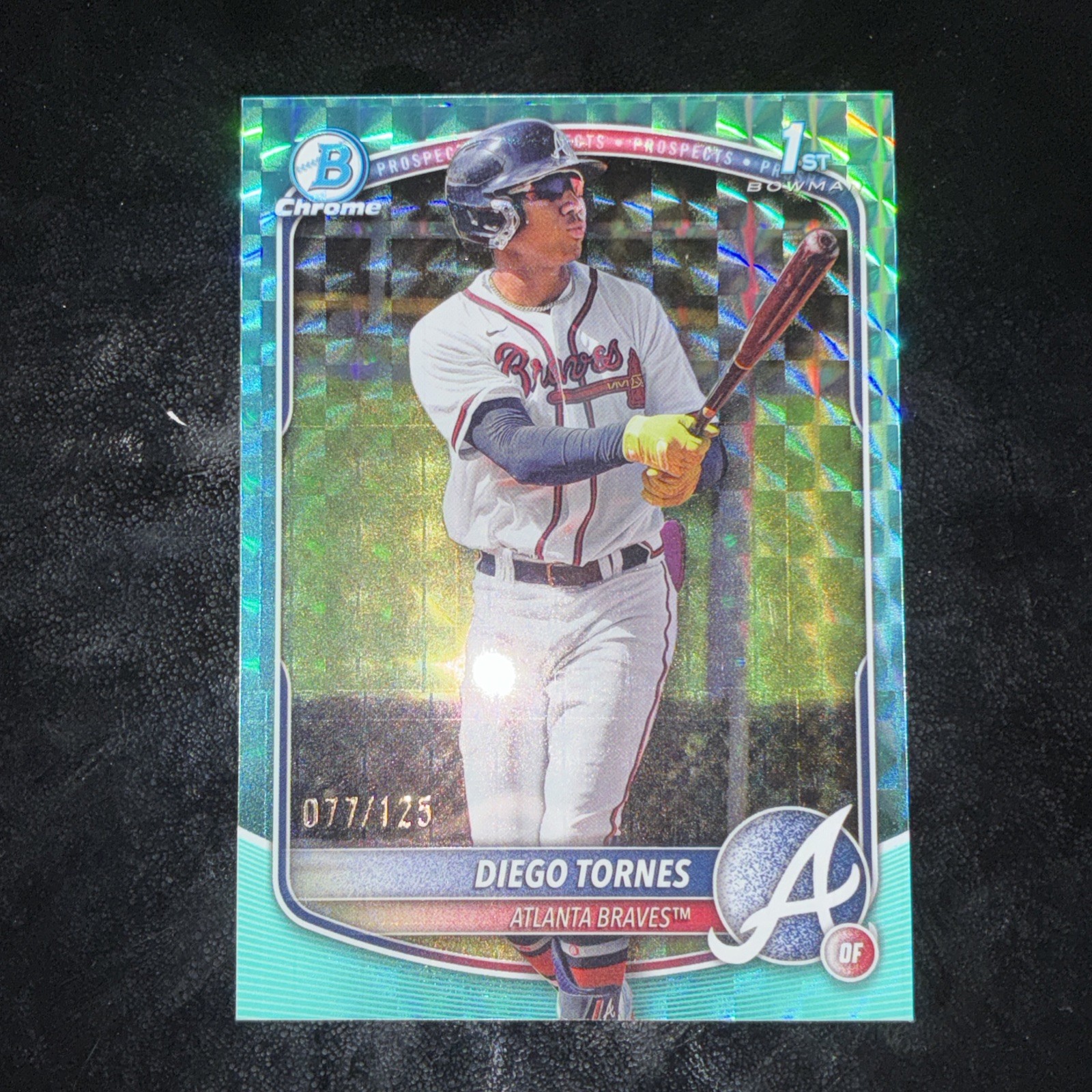 2025 Bowman Chrome Diego Tornes Aqua Geometric Refractor #77/125 Braves #BCP-214