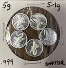 5 - 1 Gram Silver Rounds .999 Gator Grams #10