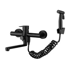 Kitchen Sink Faucet Wall Mount, Matte Black A Style, Matte Black, 9.2inch