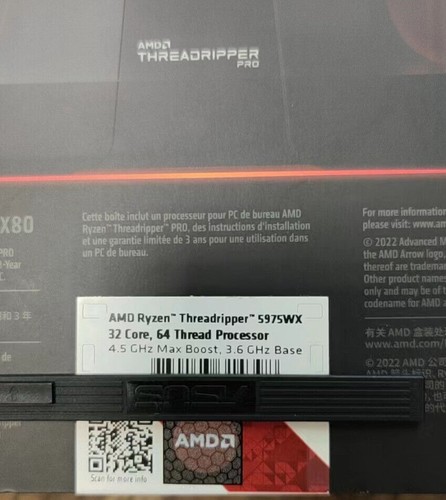 AMD Ryzen Threadripper PRO 5975WX CPU 32 Cores Up to 4.5GHz Memory Channels 8 - Afbeelding 3 van 3