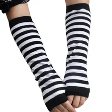 Women Fashion Long Gloves Knit Fake Sleeves Warm Half-Finger Fingerless Arm Cove