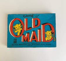 Vintage 1936 Milton Bradley Old Maid Card Game Complete Blue Kitten Box