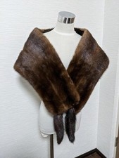 A500 Demi Buff Mink Real Fur Shawl Stole Cape Bolero Brown