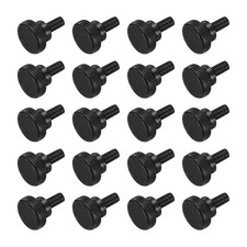 M4x10mm Black Steel Flat Head Shoulder Knurled Thumb Screws 20Pcs