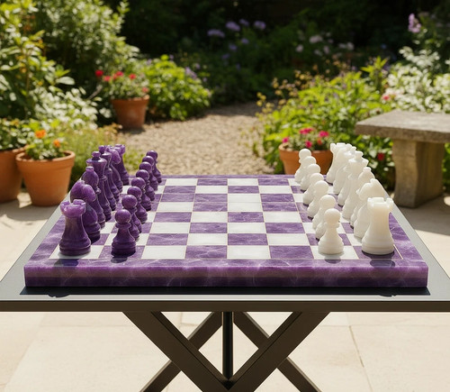Handmade Amethyst Chess Set – Purple Crystal Stone Board & Luxury Pieces - Picture 2 of 10