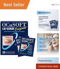 Lid Scrub Organic Eyelid Cleanser Wipes 30 Count for Sensitive Eyes