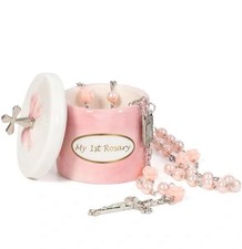 My First Pink Rosary  Keepsake Box   Christening Baptism First Communion Gift