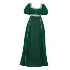 Regency Dresses for Women Pearls Lace Empire Waist Dress Medium Green