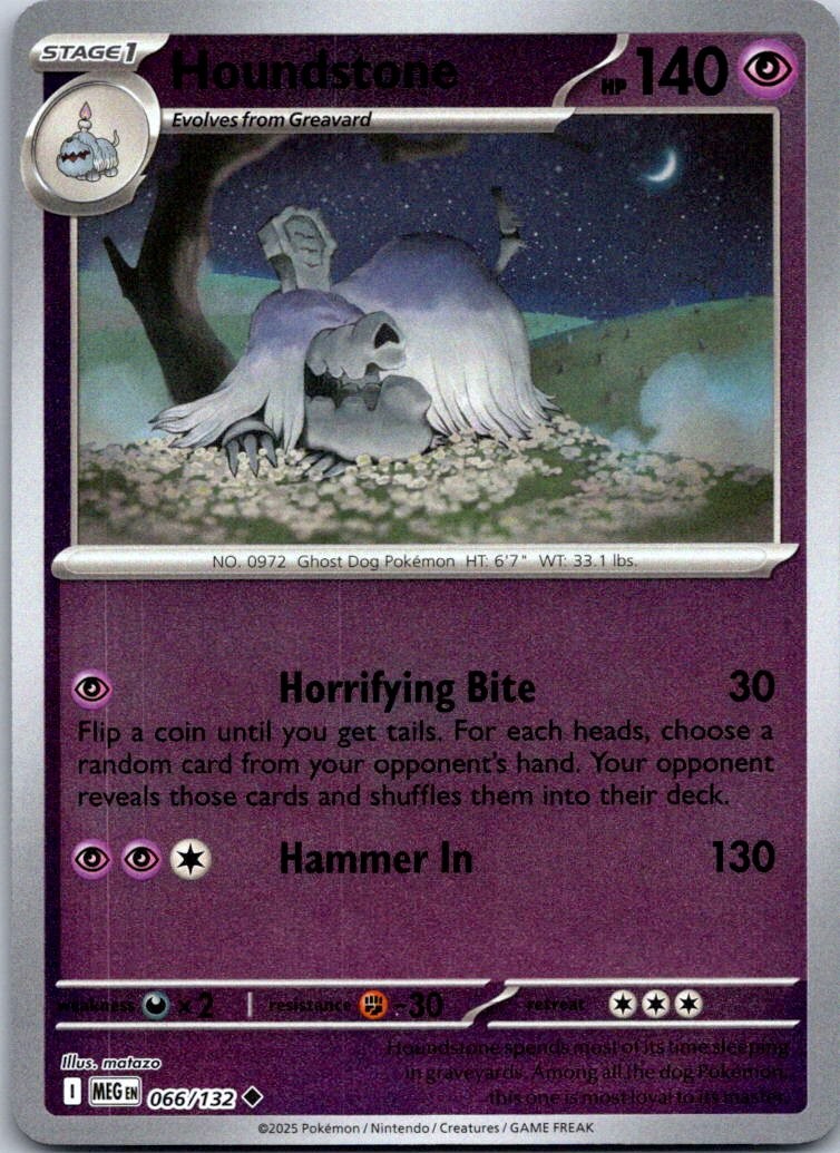 Houndstone Reverse Holo Uncommon ME01: Mega Evolution 066/132 NM