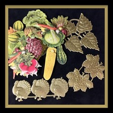 Anna Griffin HARVEST DRESDEN DIE CUTS RETRO THANKSGIVING Stickers 34 pcs 2