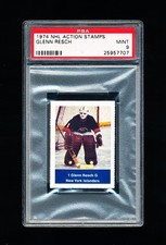 1974 NHL HOCKEY ACTION STAMPS GLENN RESCH ROOKIE GOALIE CARD PSA 9 MINT
