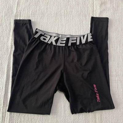 Take Five Women s Medium Black Stretch Pull On Athletic Leggings Biking