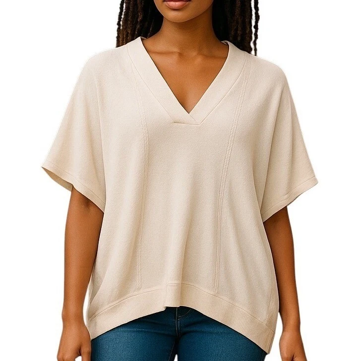 J Jill Womens Wool Sweater Size Large Minimalist Quiet Luxury Oversized Poncho