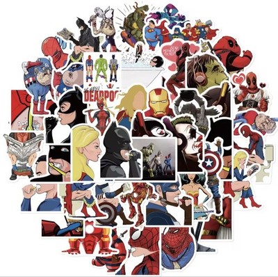 50x Marvel Sticker Set Lustige Meme Aufkleber DC Superhelden Stickerbomb Cartoon