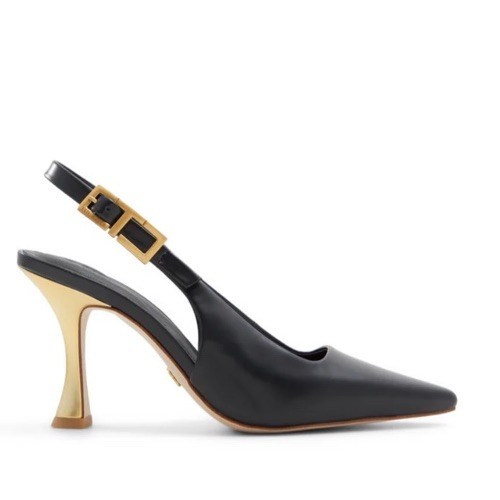 Ted Baker Lola Tbuckle Black Leather Point Toe Pumps Size 6.5