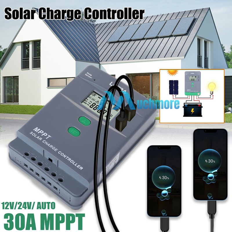 780W Max. 30A MPPT Solar Charge Controller 12V 24V Auto Battery PV ...