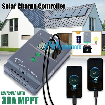 780W Max. 30A MPPT Solar Charge Controller 12V 24V Auto Battery PV Regulator LCD