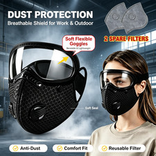 NEW Reusable 5  Layer Carbon Dust Mask Adjustable Goggles Washable Reusable Black