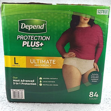 Depend Protection Plus Ultimate Absorbency Underwear for Women Large 84 Count
