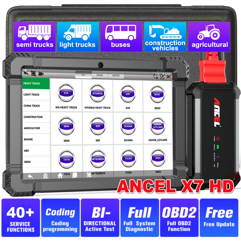 X7 HD 24V 12V Diesel Heavy Duty Truck Scanner E-C-U Coding All System DPF Regen | UK - Foto 6