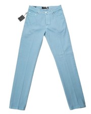 Kiton Napoli $1,120 NWT Light Blue Selvedge Stretch Denim Slim Fit Jeans 40 US