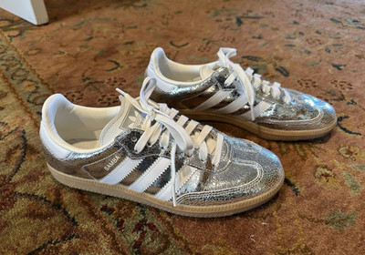 Size 8.5 41.5 - adidas Samba OG Cracked Metallic Pack - Silver Men's