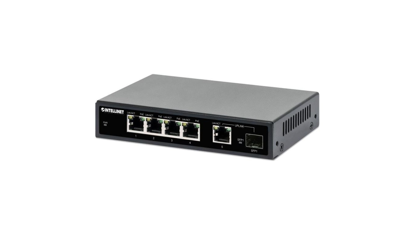 Gigabit Switch 4x RJ45 PoE+, 1x RJ45 Uplink, 1x SFP Slot 561822