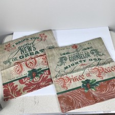 Christmas Throw Pillow Covers 2 pc Christian Verses 17 Jute Holiday Decor NEW