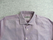 Canali Shirt Mens 17.5 44 Purple Impeccabile Non Iron Dress Long Sleeve Italy