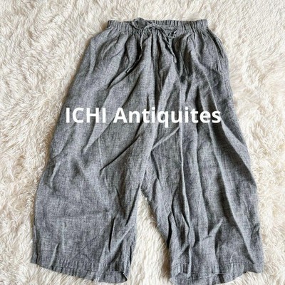 ICHI Antiquites 100% Linen Wide-Leg Sarouel Pants Gray Free SIze From Japan