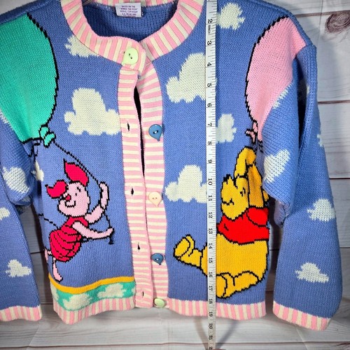 Vintage Winnie the Pooh Cardigan Balloon Button Up Sweater Cartoon - Picture 7 of 8