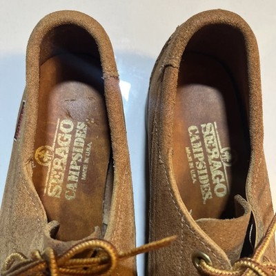Sebago Campsides Suede Camp Moc Shoes 7M Brown Made in USA 4-Eye