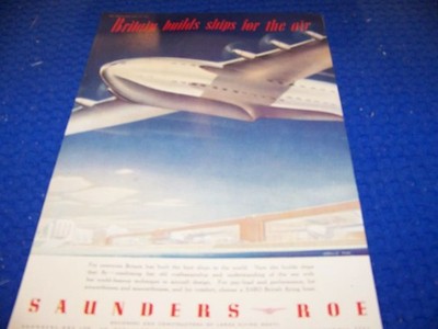 1945 SAUNDERS ROE SR.45 PRINCESS ''BRITAIN BUILDS SHIPS''..1-PAGE SALES AD (681RR)