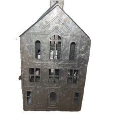 JC PENNY  galvanized metal house candle holder.