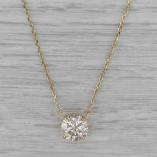 New 3.01ct Diamond Solitaire Necklace 14k Gold Cable Chain 16" 17" 18" GIA