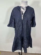 India Collection Women s Blue Color Short Sleeve Dress Size M/L