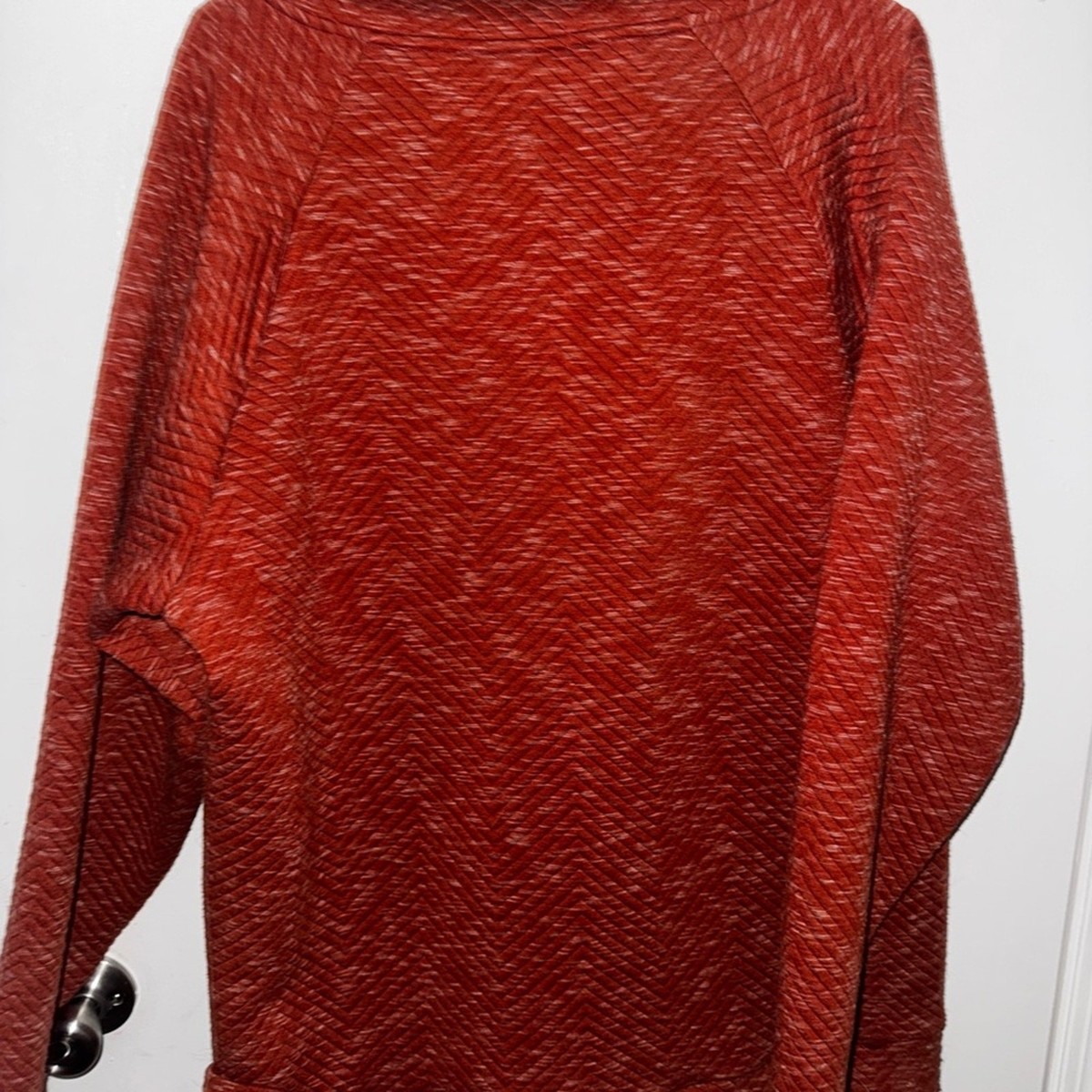 Michelle Mae Brick Red Quilted Pullover View 3