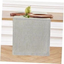  Linen Table Runner 90 Inches Long - Narrow 14 x 90 Inch Avocado & White