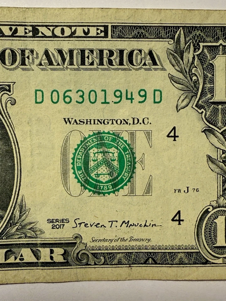 Birthday Note June 30 1949 Fancy Serial Number One Dollar Bill 06/30/1949 $1 - Image 4 of 4