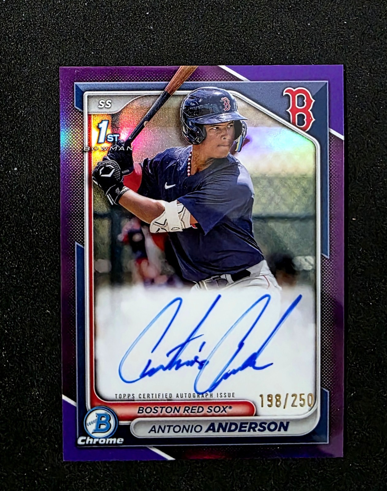 2024 Bowman Chrome Antonio Anderson 1st Bowman Purple Refractor Auto /250 Boston