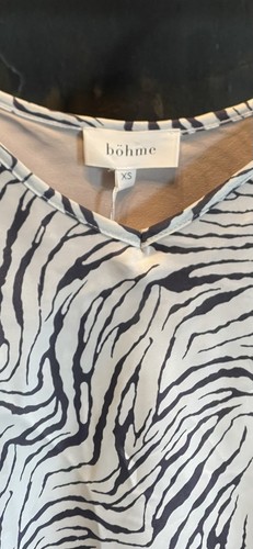 Bohme Damen Animal Print Schlupfkleid weiß schwarz Spaghettiträger Gr. US XS Neu mit Etikett - Bild 7 von 14