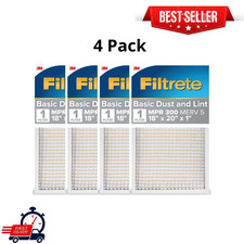 4 Pack Filtrete 18x20x1 Air Filter, MERV 5 MPR 300, HVAC Furnace AC Dust Lint