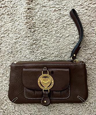 Juicy Couture Brown Zip Women s Wristlet Wallet, Wrist Strap, Logo, Crown Theme